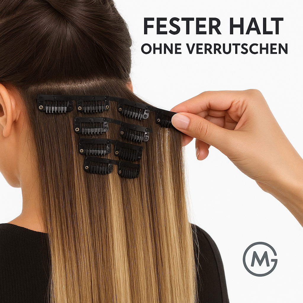 Clip-in Haarverlängerung lang dicht leicht Haare Synthetik DE.