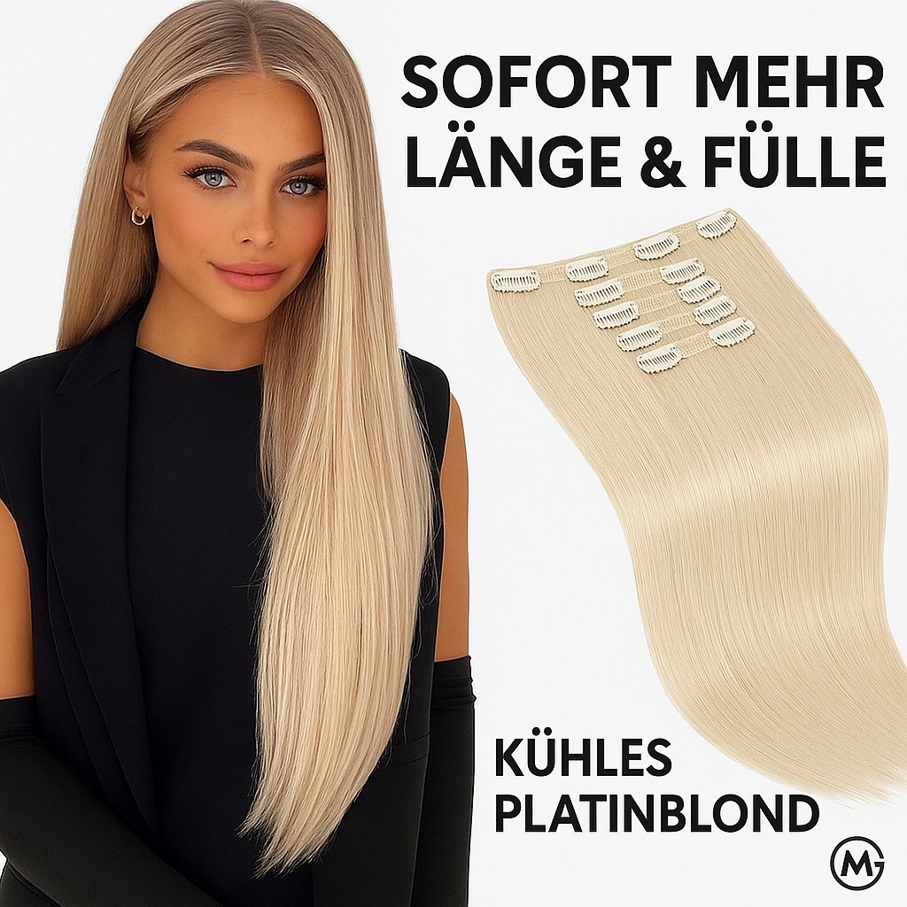 Clip-in Haarverlängerung lang dicht leicht Lace Weft Synthetik DE.
