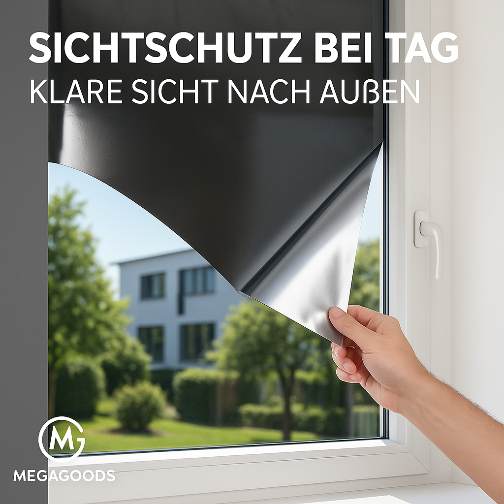 Spiegelfolie Fenster Einweg Sichtschutz Hitzeschutz UV-Schutz DE.