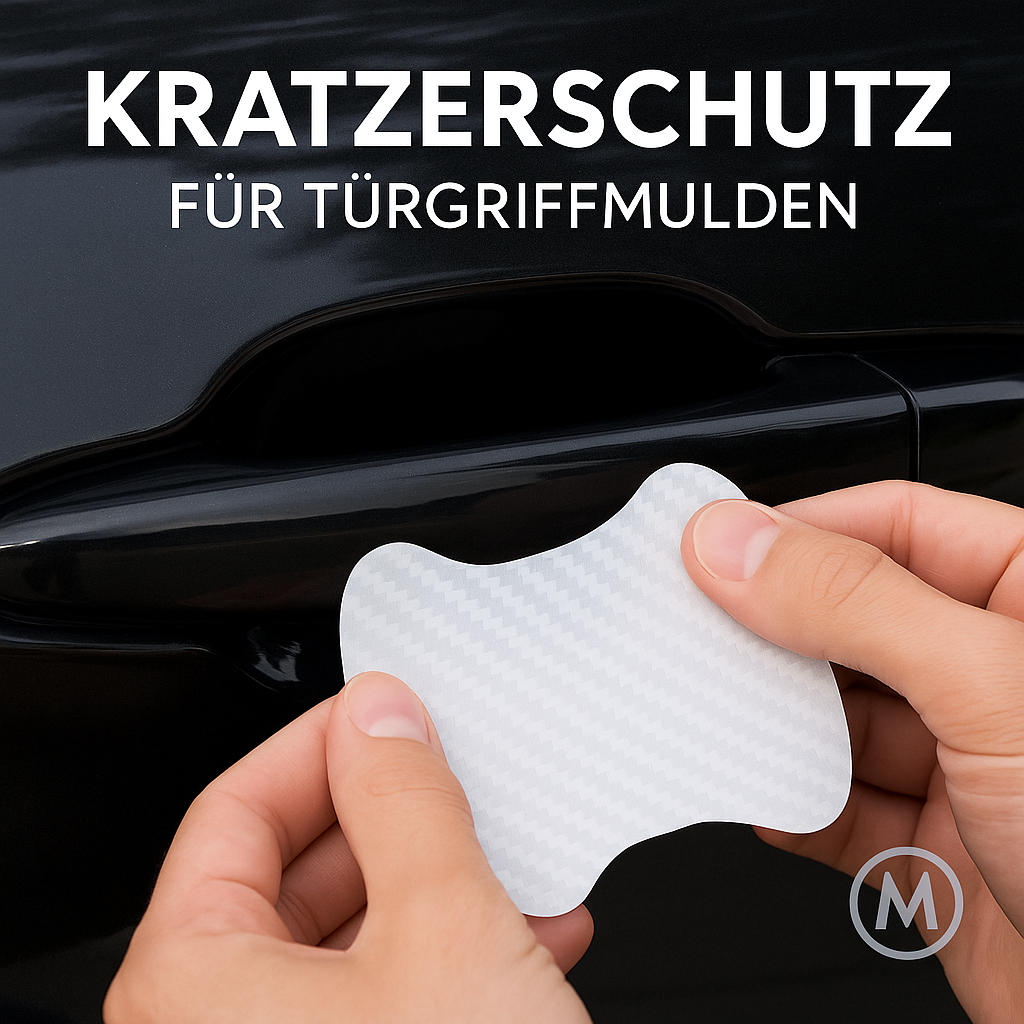 4er-Set Auto-Türgriff Schutzfolie weiß Carbon Optik kratzfest DE.