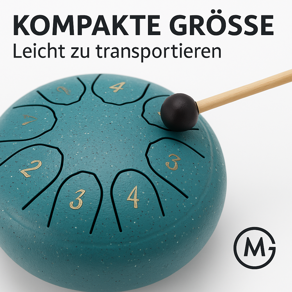 Steel Tongue Drum 4,5 Zoll 8 Töne inkl. Schlägel und Tasche DE.