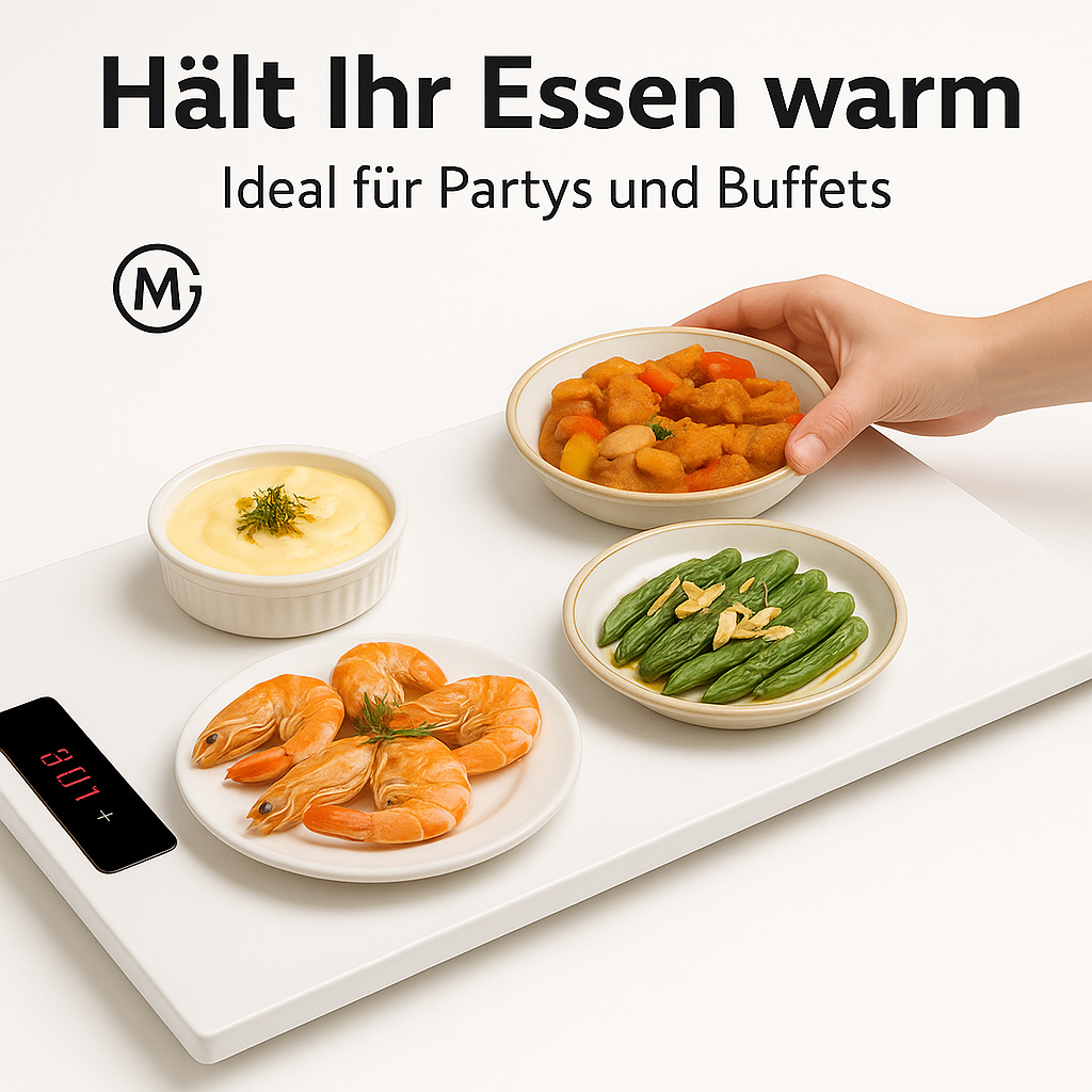 Elektrische Warmhalteplatte mit Temperaturregelung für Partys DE.