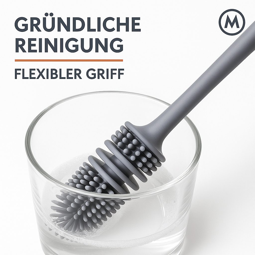 Silikon Flaschenbürste Glasreiniger mit langem Griff für Küche DE.