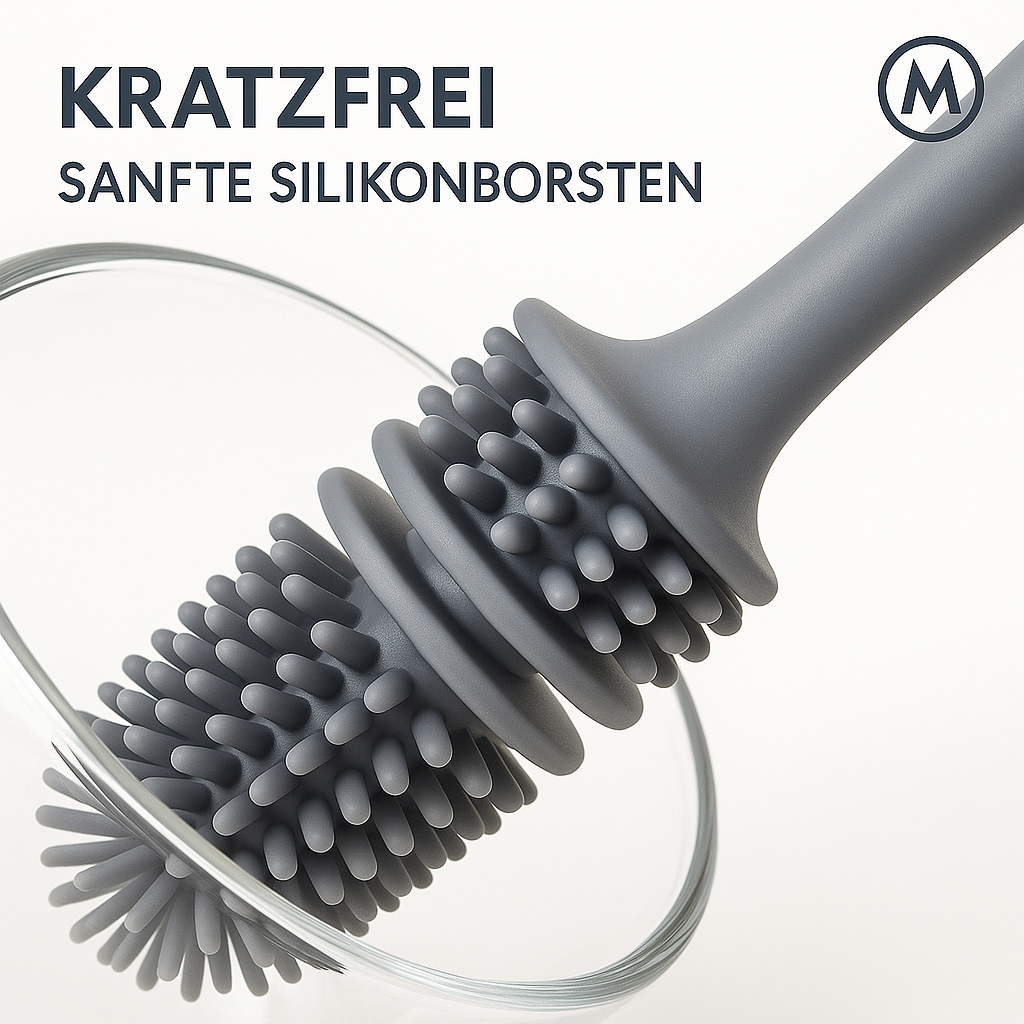 Silikon Flaschenbürste Glasreiniger mit langem Griff für Küche DE.