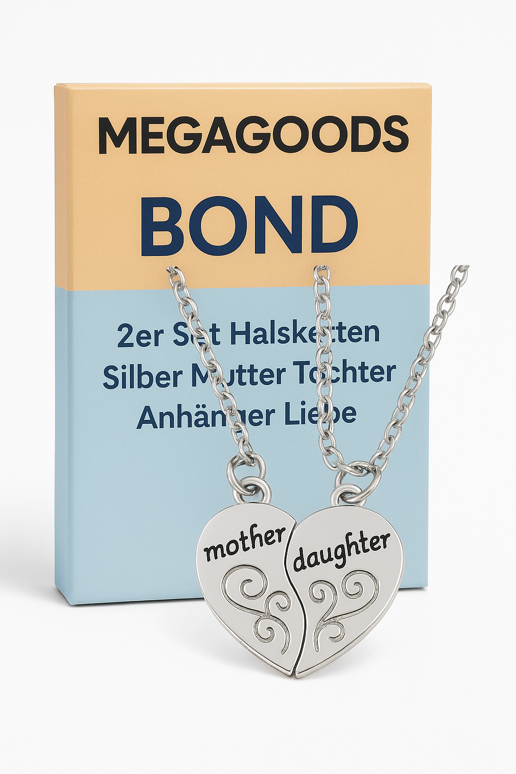 2er Set Halsketten Silber Mutter Tochter Anhänger Liebe Schmuck DE.