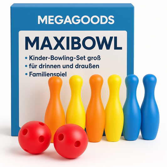 Kinder Bowling Set groß für drinnen und draußen Familienspiel DE.