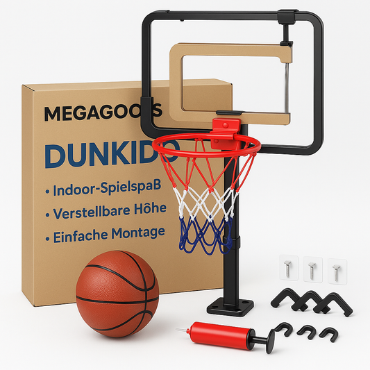 Kinder Basketballkorb Set für drinnen mit Wandhalterung höhenverstellbar DE.