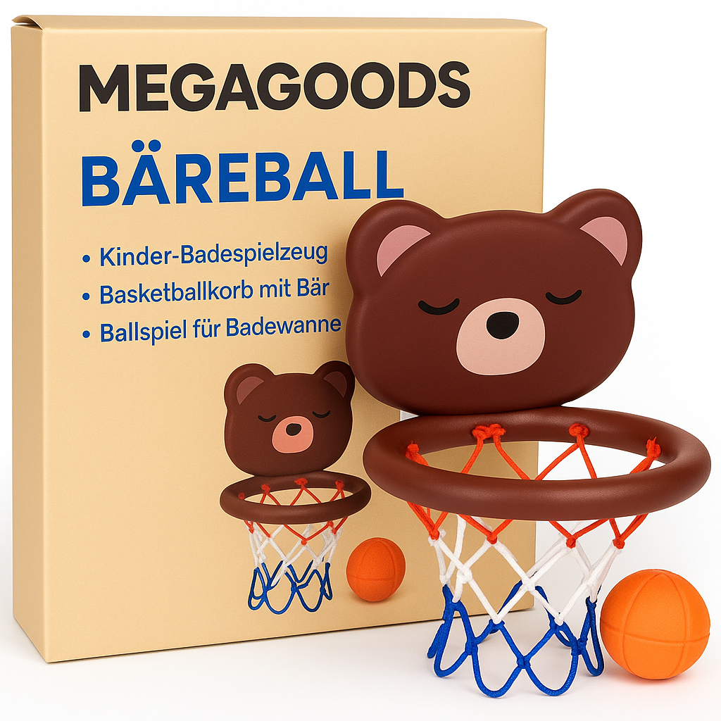 Kinder-Badespielzeug Basketballkorb mit Bär Ballspiel für Badewanne DE.