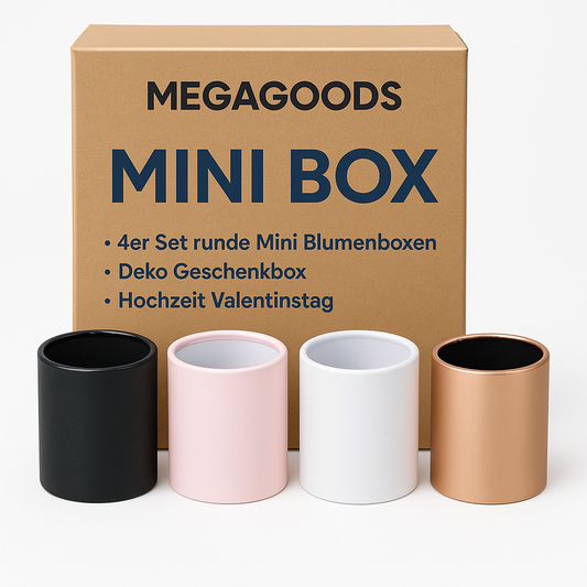 4er Set runde Mini Blumenboxen Deko Geschenkbox Hochzeit Valentinstag DE.