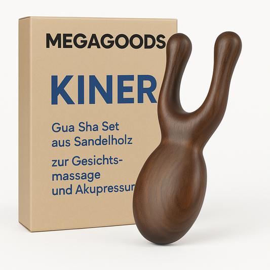 Gua Sha Set aus Sandelholz zur Gesichtsmassage und Akupressur DE.