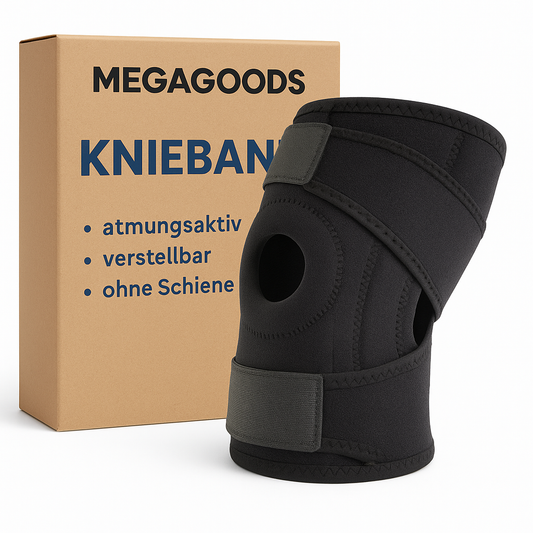 Kniebandage atmungsaktiv verstellbar ohne Schiene für Sport und Schmerz DE.