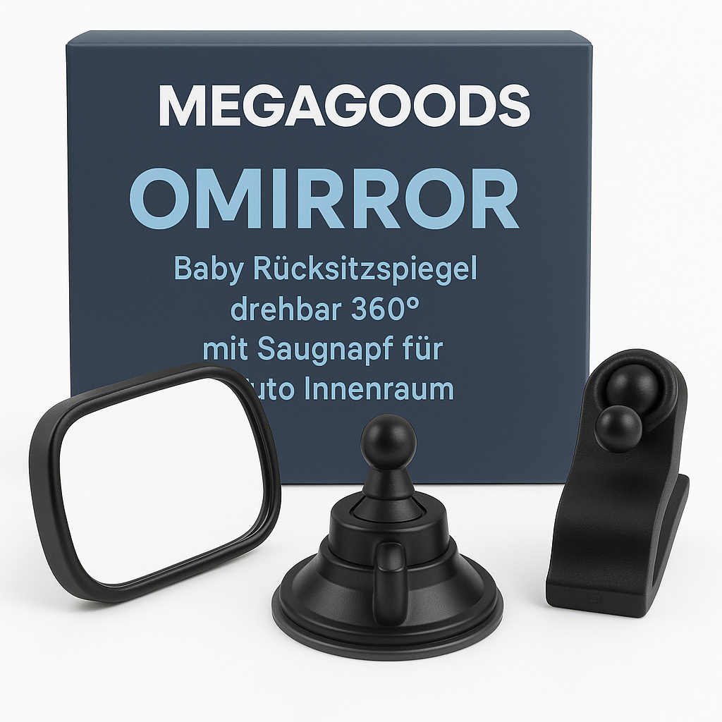 Baby Rücksitzspiegel drehbar 360° mit Saugnapf für Auto Innenraum DE.