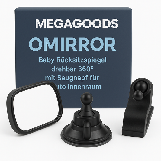 Baby Rücksitzspiegel drehbar 360° mit Saugnapf für Auto Innenraum DE.