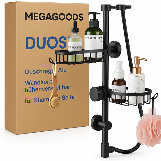 Duschregal Alu Wandkorb höhenverstellbar für Shampoo Seife Bad DE.