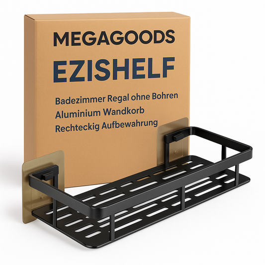 Badezimmer Regal ohne Bohren Aluminium Wandkorb rechteckig Aufbewahrung DE.