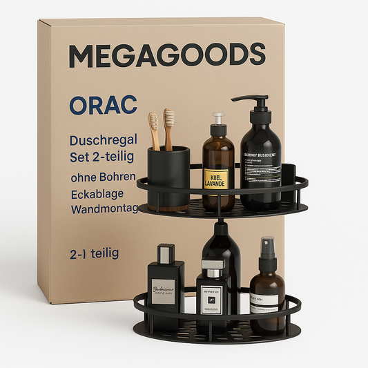 Duschregal Set 2-teilig ohne Bohren Eckablage Wandmontage Bad Organizer DE.