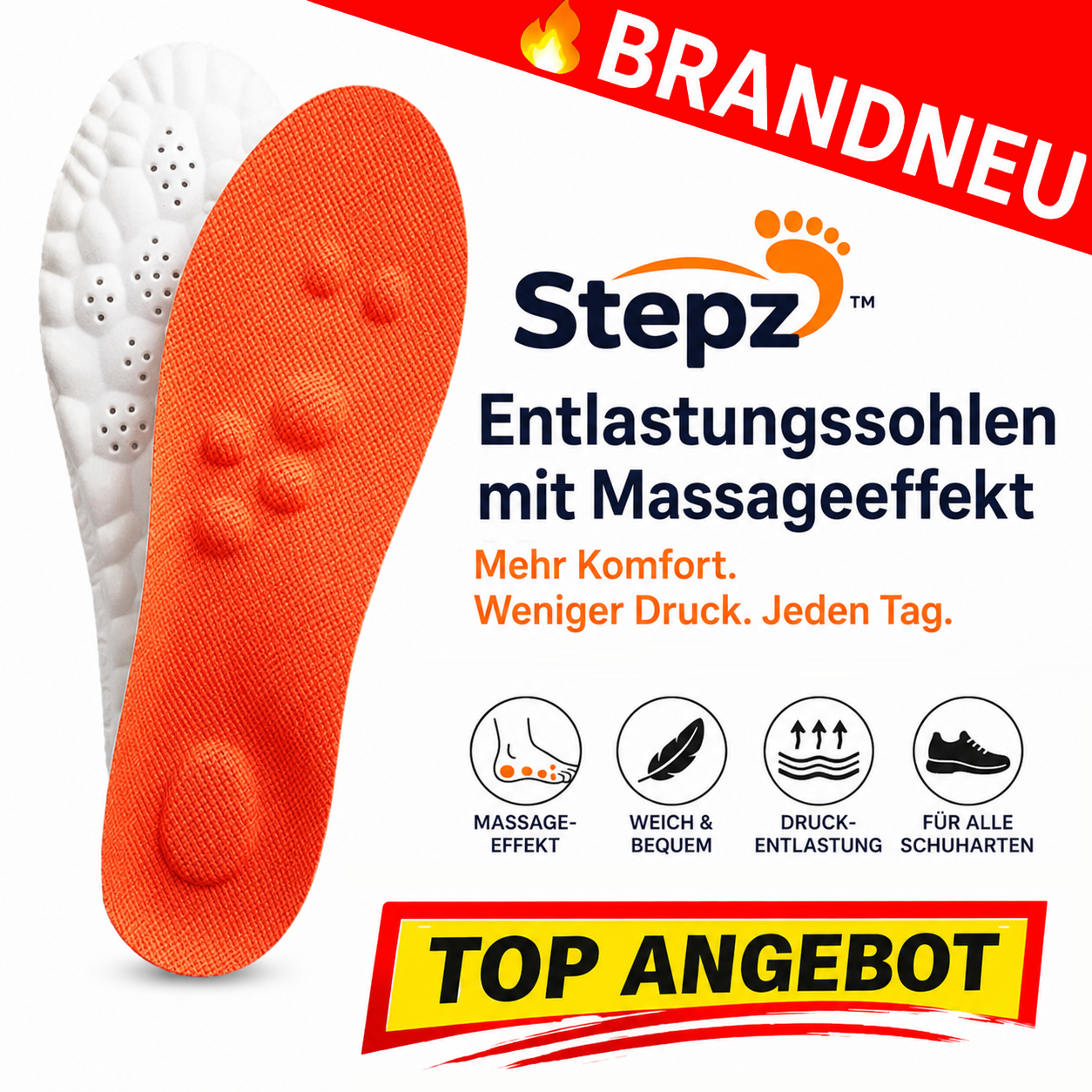 Stepz™ Entlastungssohlen Einlegesohlen Schuheinlagen Sohlen mit Massageeffekt