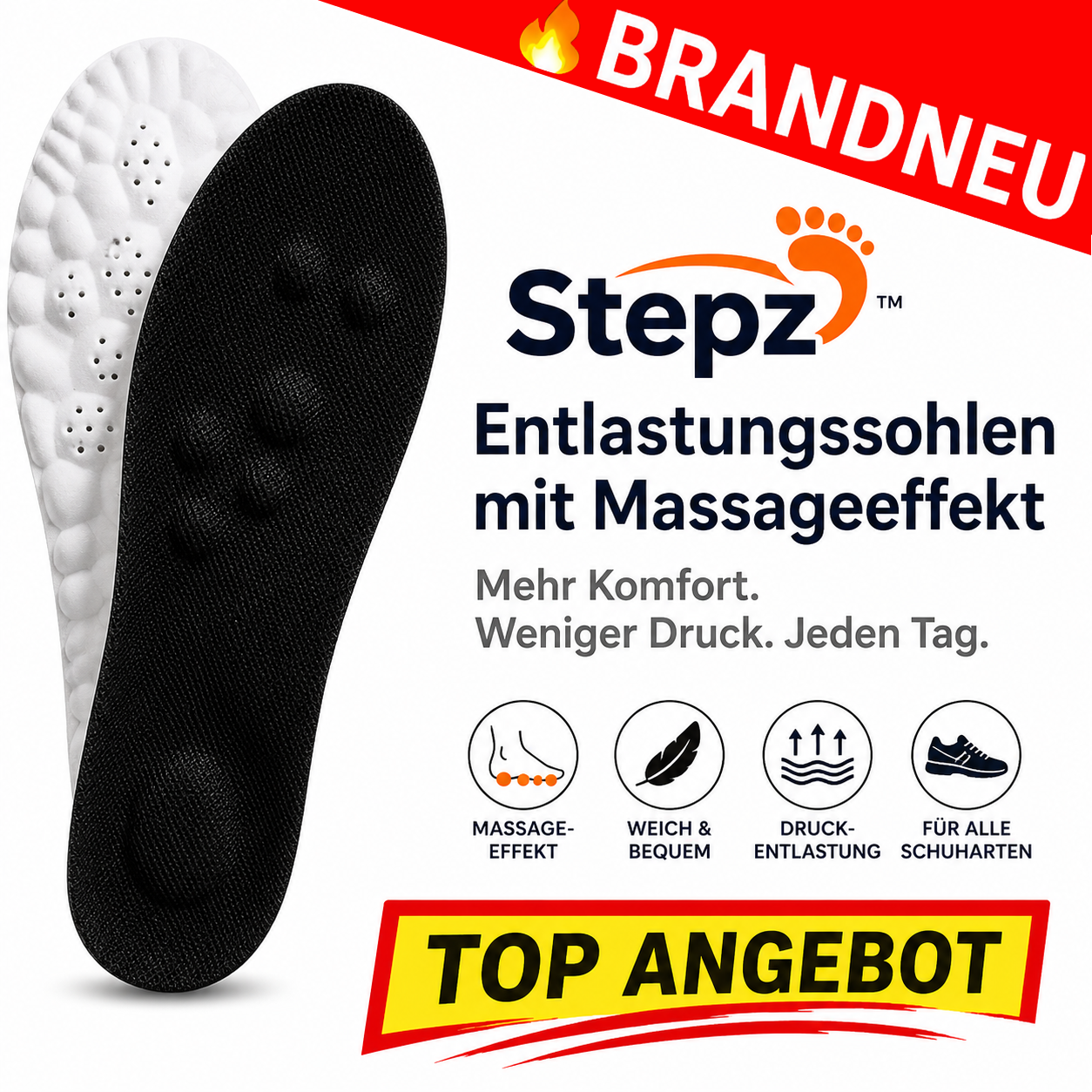 Stepz™ Entlastungssohlen Einlegesohlen Schuheinlagen Sohlen mit Massageeffekt