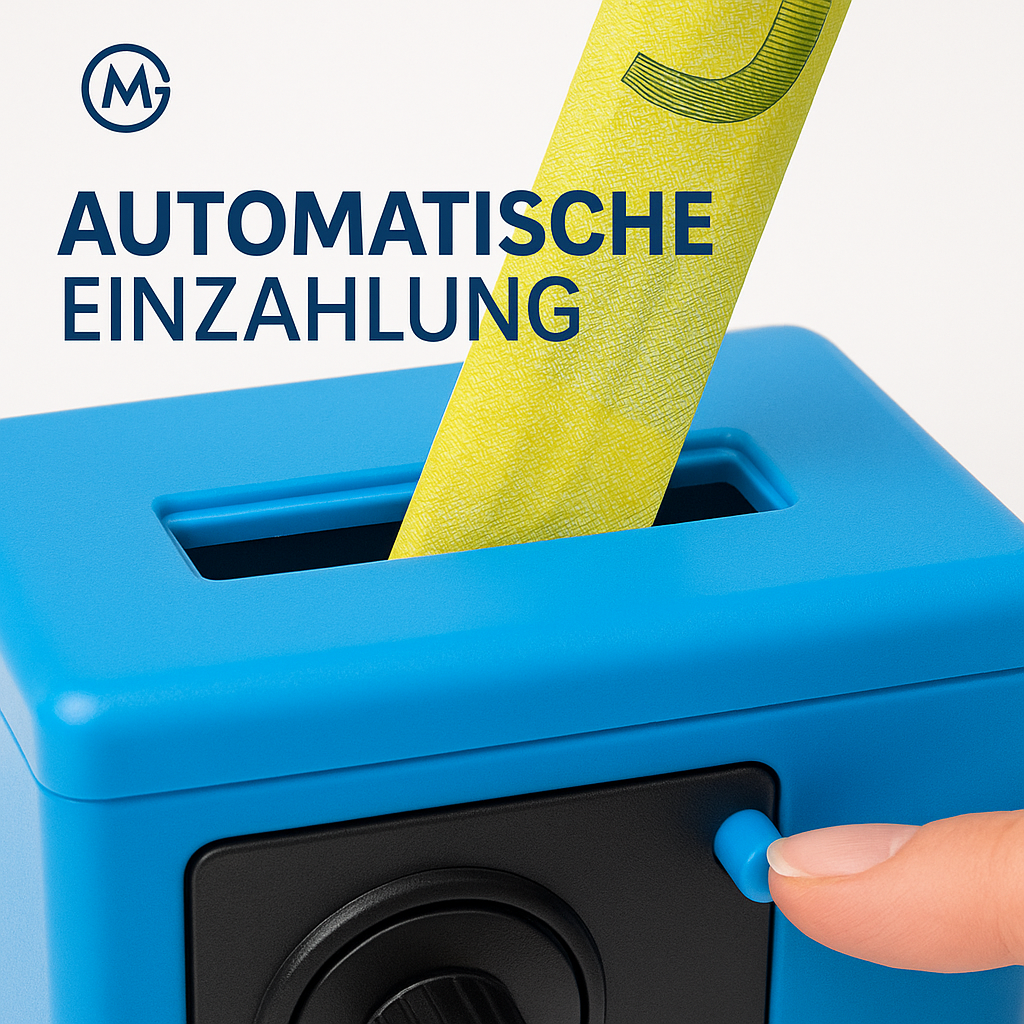 Mini Bank Spardose Retro ATM Tresor mit Code für Münzen und Scheine DE.