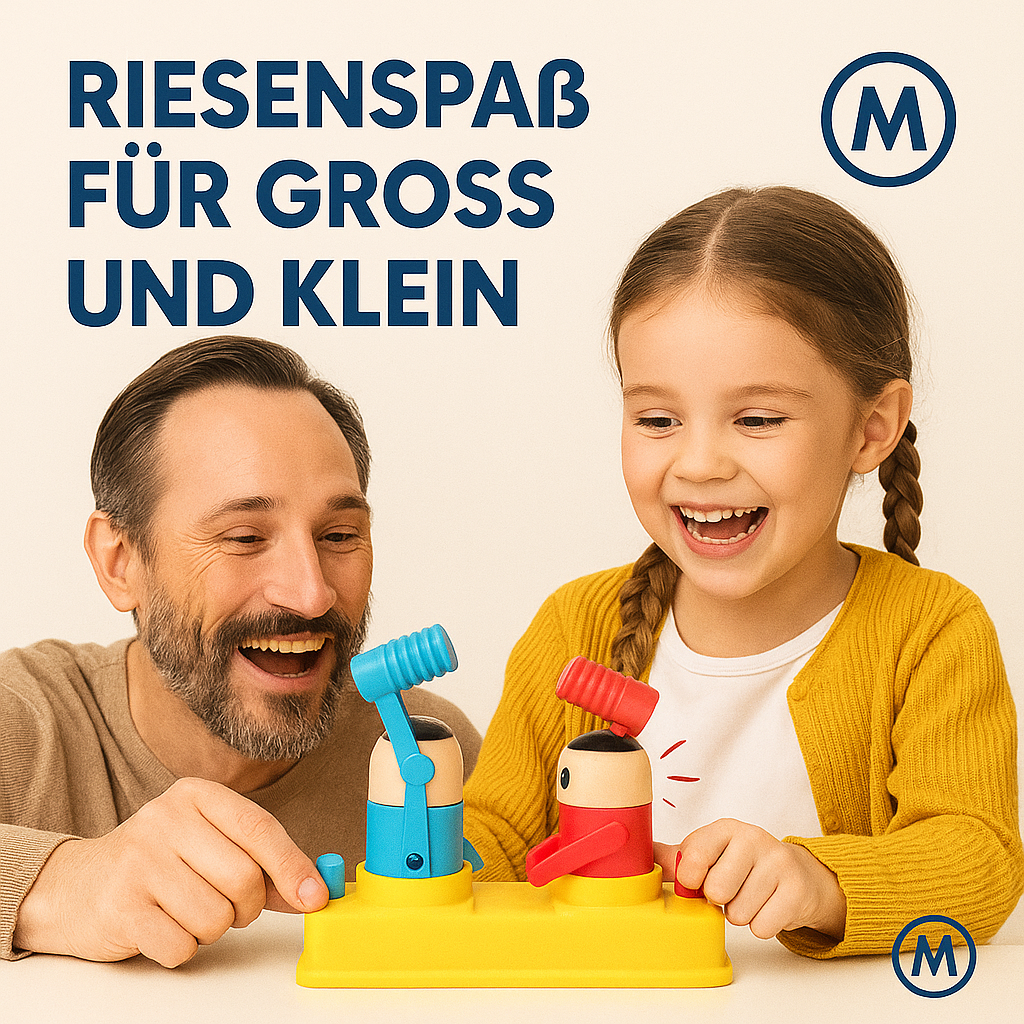 Mini Kinder-Klopfspiel Arcade rot blau Eltern-Kind Spiel DE.