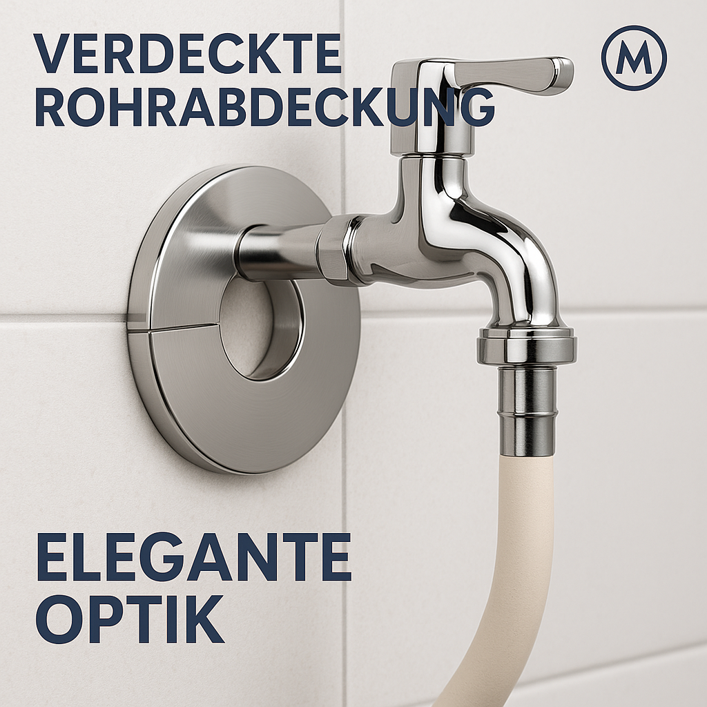 Selbstklebende Edelstahl Abdeckung Wasserrohr Wandabdeckung Chrom DE.