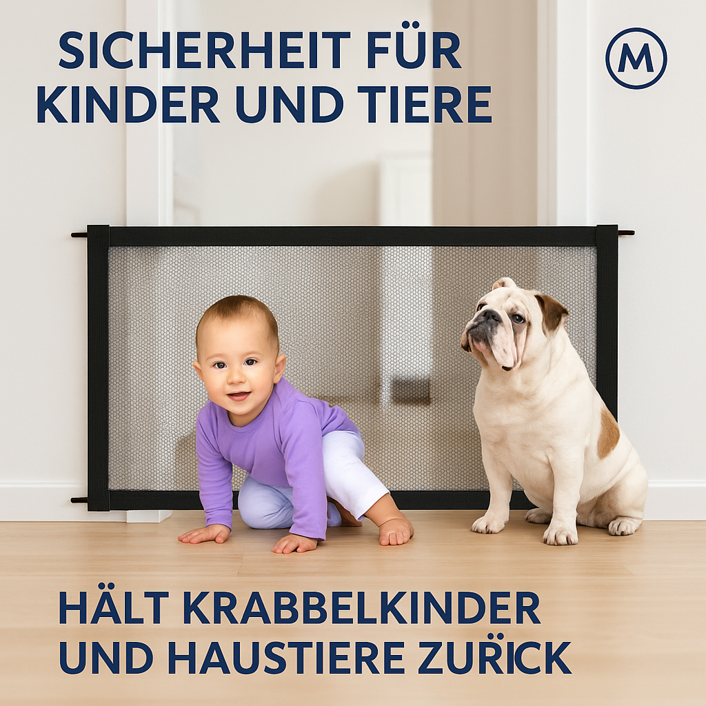 Hundeschutzgitter faltbar 6 Haken atmungsaktives Netz Treppengitter DE.