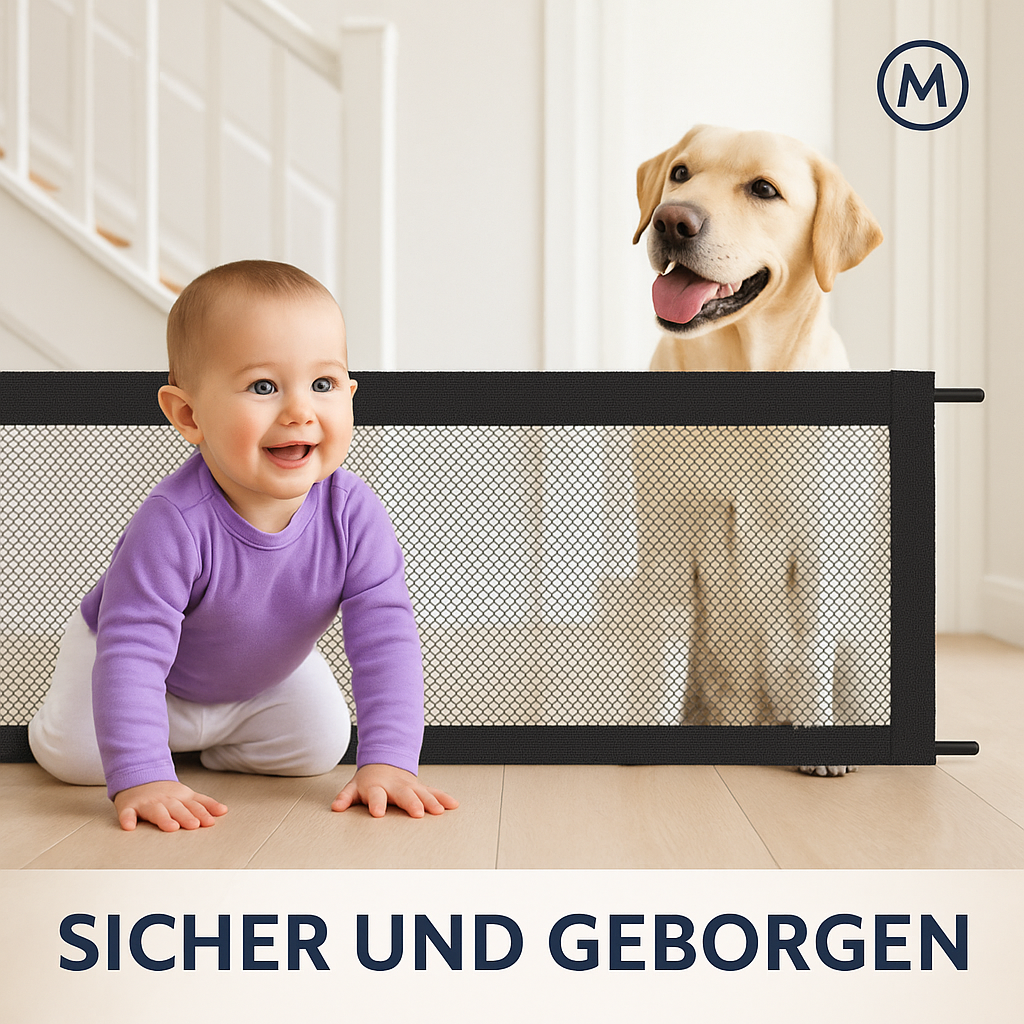 Hundeschutzgitter faltbar 6 Haken atmungsaktives Netz Treppengitter DE.