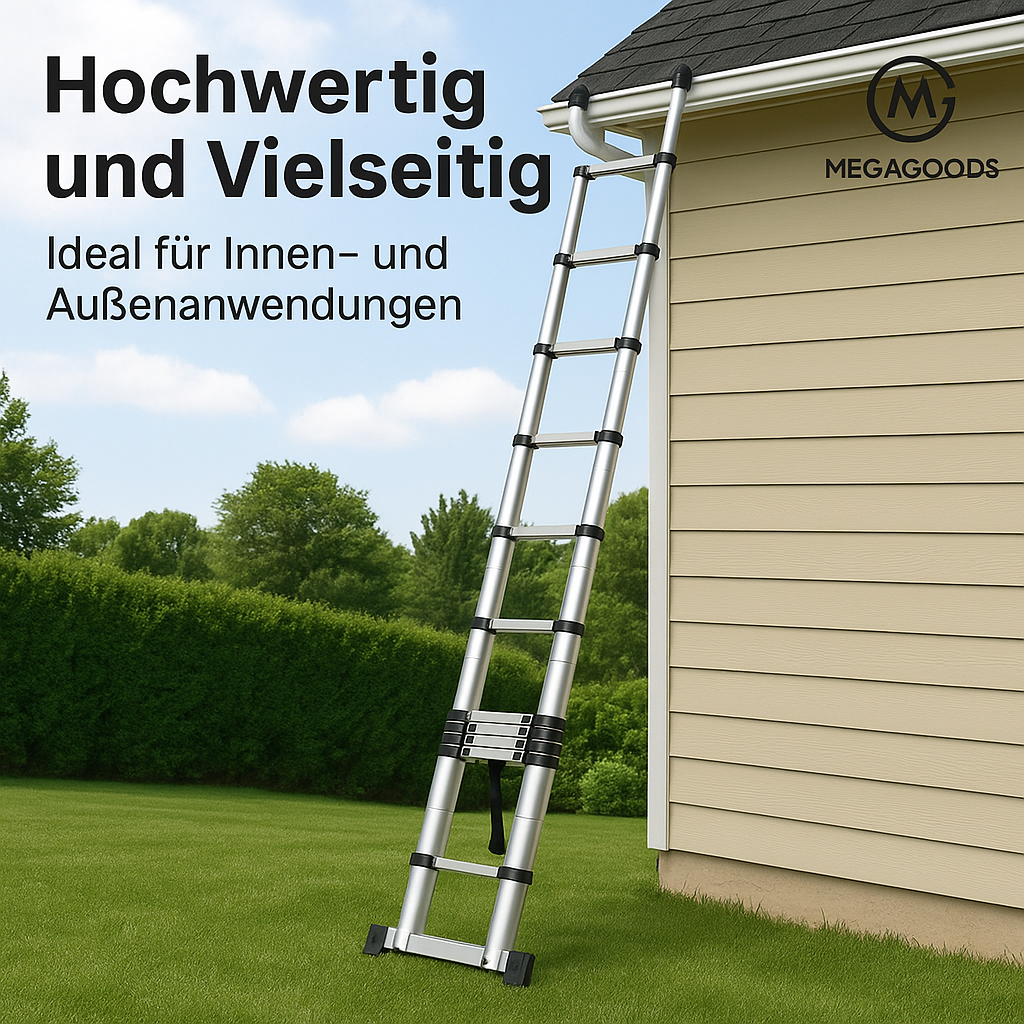 5M Teleskop Klappleiter Edelstahl Leiter ausziehbar bis zu 150kg DE.
