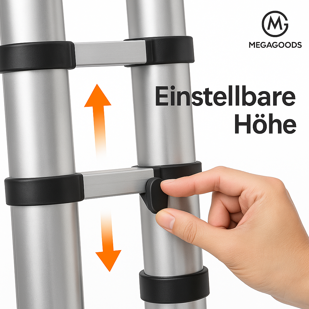 5M Teleskop Klappleiter Edelstahl Leiter ausziehbar bis zu 150kg DE.