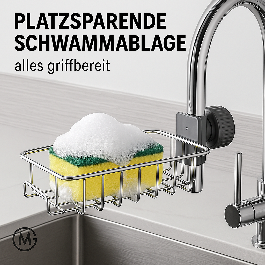 Edelstahl Spülbecken Ablage Schwamm Halter Seifenablauf Küche DE.