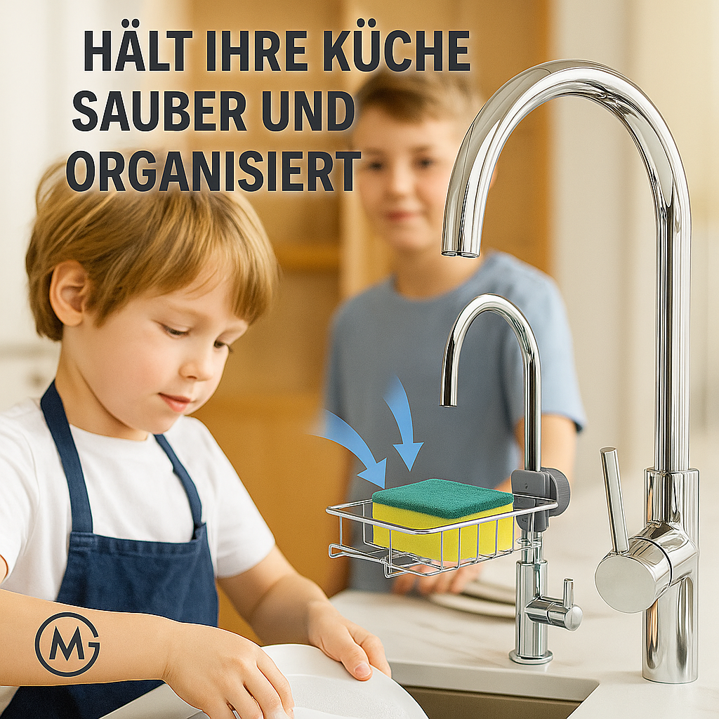 Edelstahl Spülbecken Ablage Schwamm Halter Seifenablauf Küche DE.