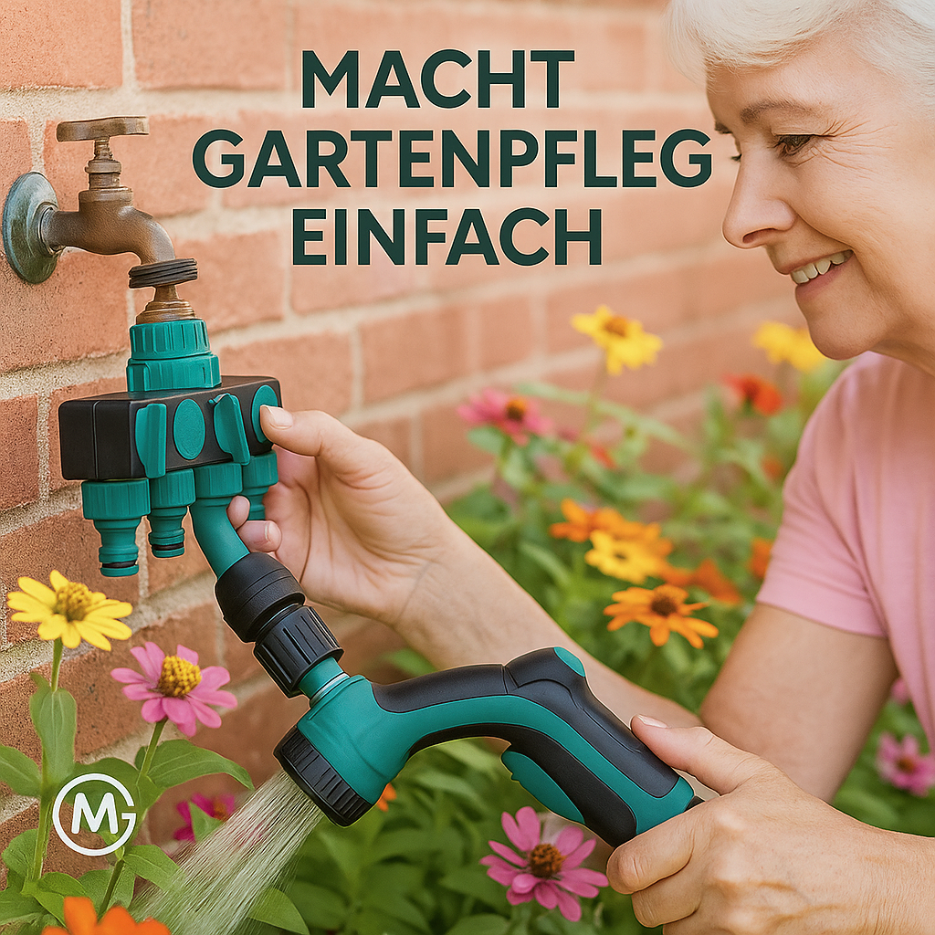 4-Wege Wasserverteiler Wasserhahn Anschluss Ventil Bewässerung DE.