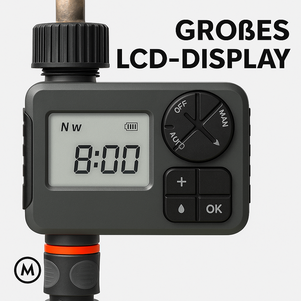 Garten Bewässerungs-Timer automatisch IPX5 LCD Gartensteuerung DE.