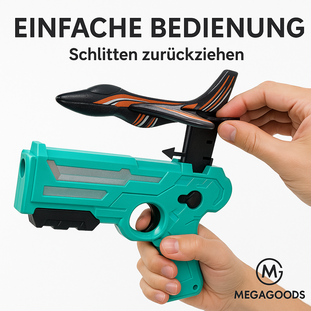 Flugzeug Katapult Shooter mit 6 Mini-Fliegern für Kinder DE.