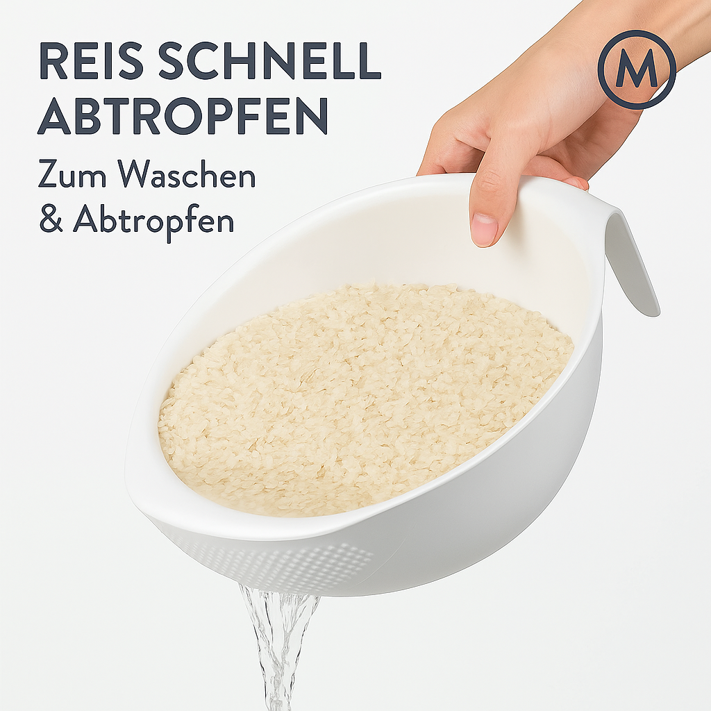 Reissieb mit Griff Abtropfschale Waschkorb Küchen Organizer DE.