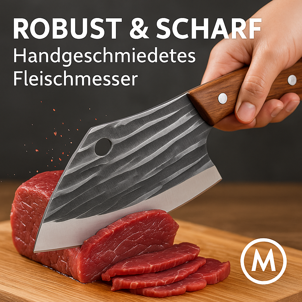 Handgeschmiedetes Edelstahl Fleischmesser Küchenbeil robust DE.