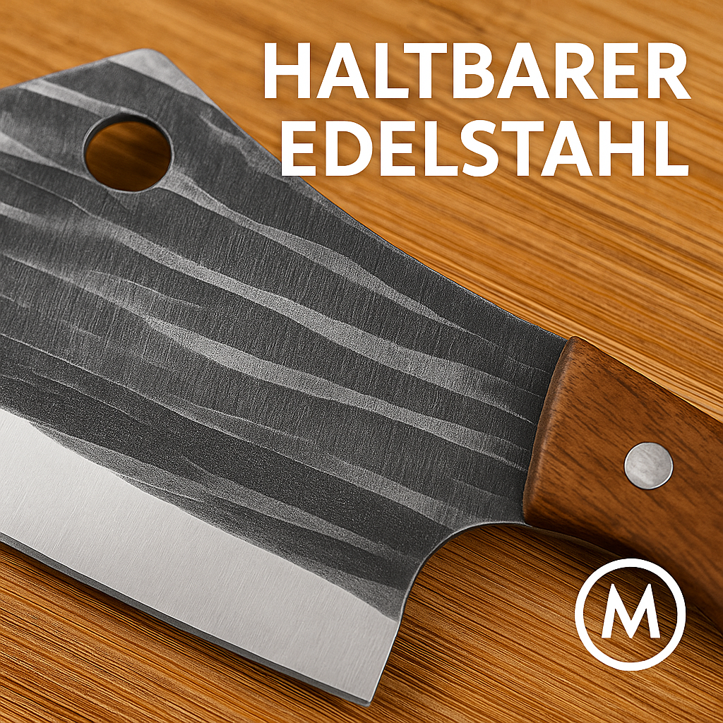 Handgeschmiedetes Edelstahl Fleischmesser Küchenbeil robust DE.