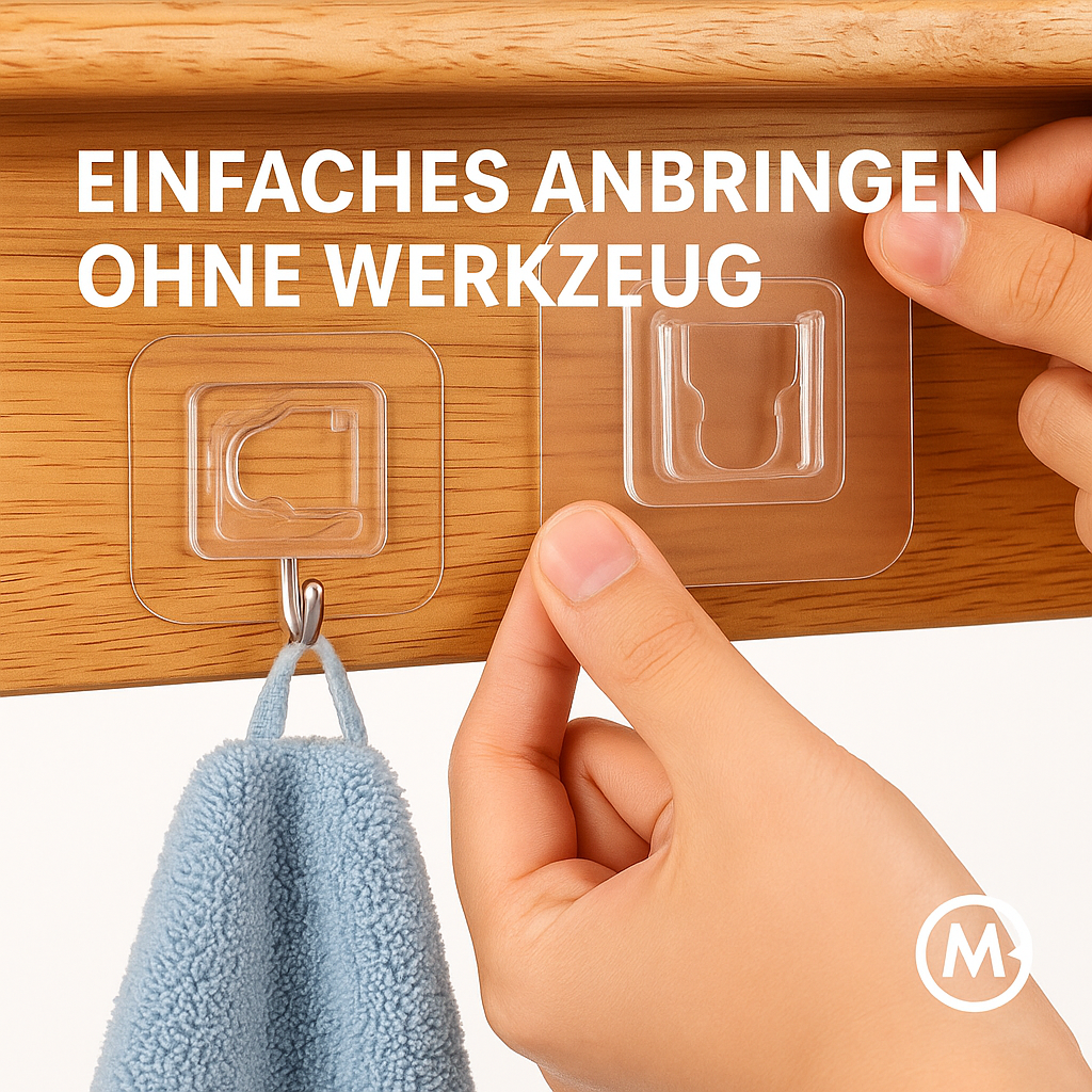 Transparente Klebehaken 10 Paar selbstklebend wasserfest Handtuch DE.