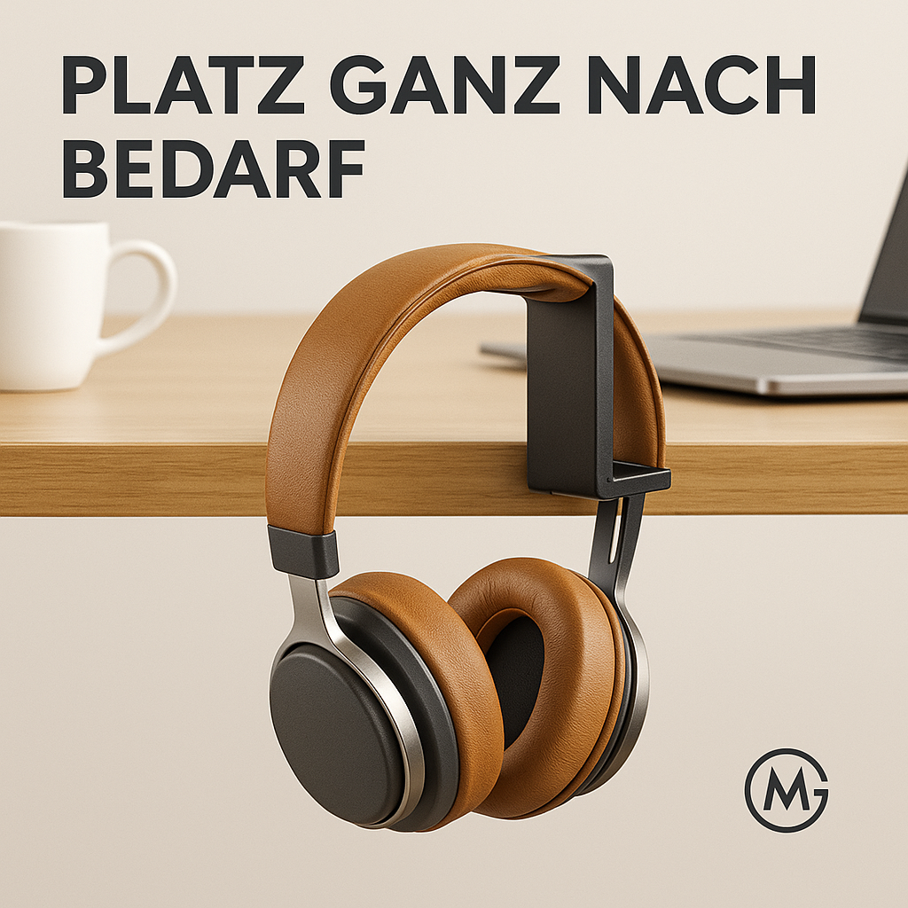 Kopfhörerhalterung verstellbar für Schreibtisch und Rucksack DE.