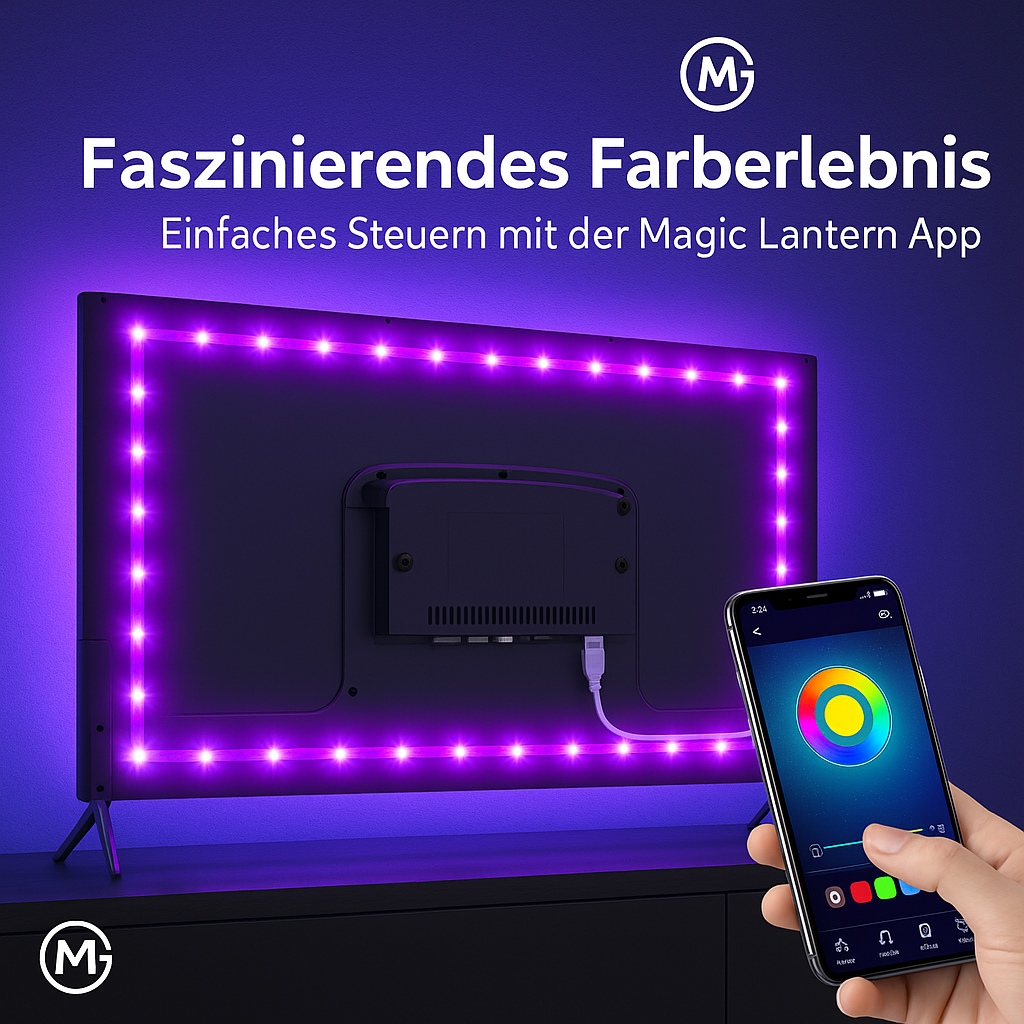 LED Streifen RGB 5050 3m USB 5V Bluetooth selbstklebend flexibel DE.