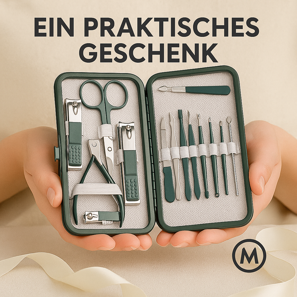 Nagelpflege Set 18tlg Edelstahl Maniküre Pediküre Etui Profi DE.