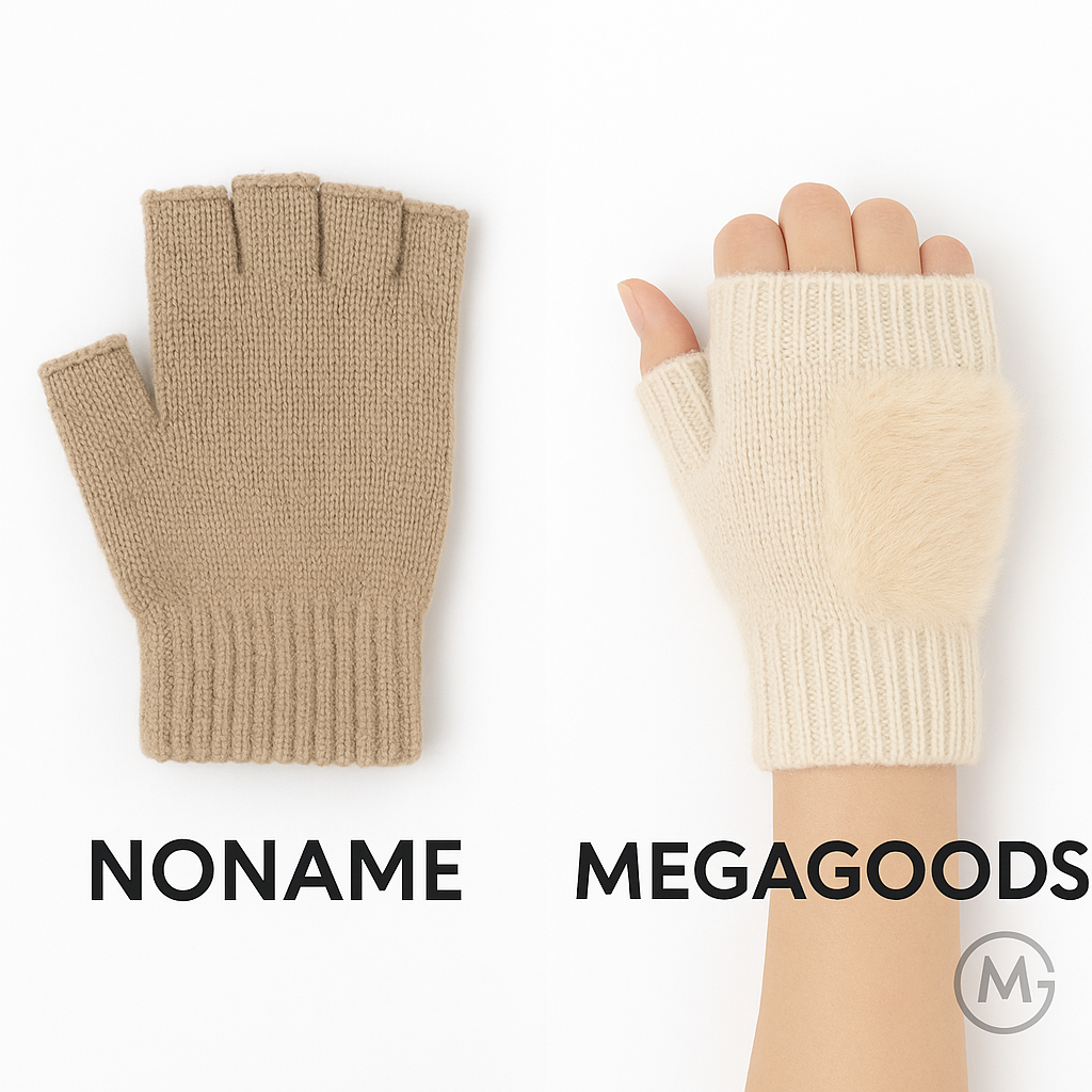 Mink-Fleece-Handschuhe Damen winterwarm fingerlos weich DE.