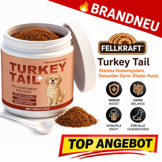 Fellkraft™ Turkey Tail Hunde Probiotika Vitalpilz Immun Darm Bacon Pulver 100g