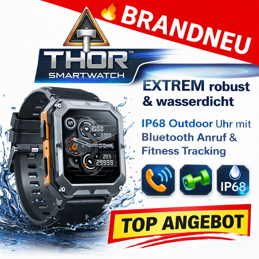 Thor™ Smartwatch EXTREM robust IP68 Outdoor Uhr Bluetooth Anruf Fitness