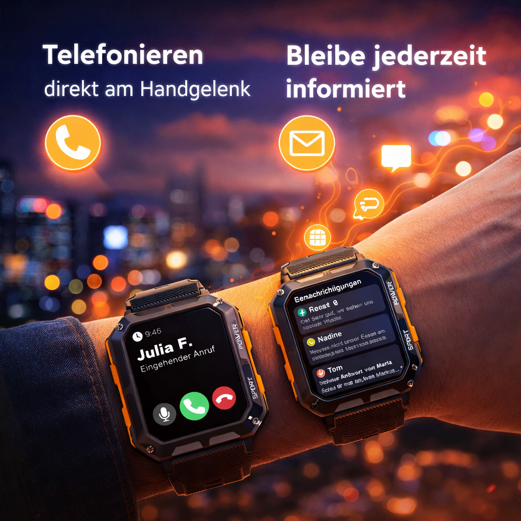 Thor™ Smartwatch EXTREM robust IP68 Outdoor Uhr Bluetooth Anruf Fitness