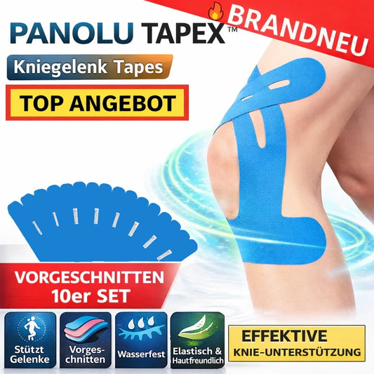 PANOLU TAPEX™ Kniegelenk Tapes Knie Bandage Kinesiotapes vorgeschnitten 10er Set
