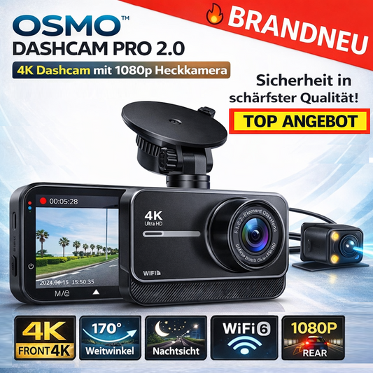 Osmo™ Dashcam Pro 2.0 4K Dashcam mit 1080p Heckkamera WiFi Weitwinkel Nachtsicht