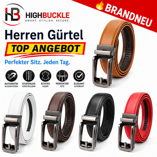 Highbuckle™ Herren Automatik Gürtel Leder Klickgürtel Ohne Löcher verstellbar