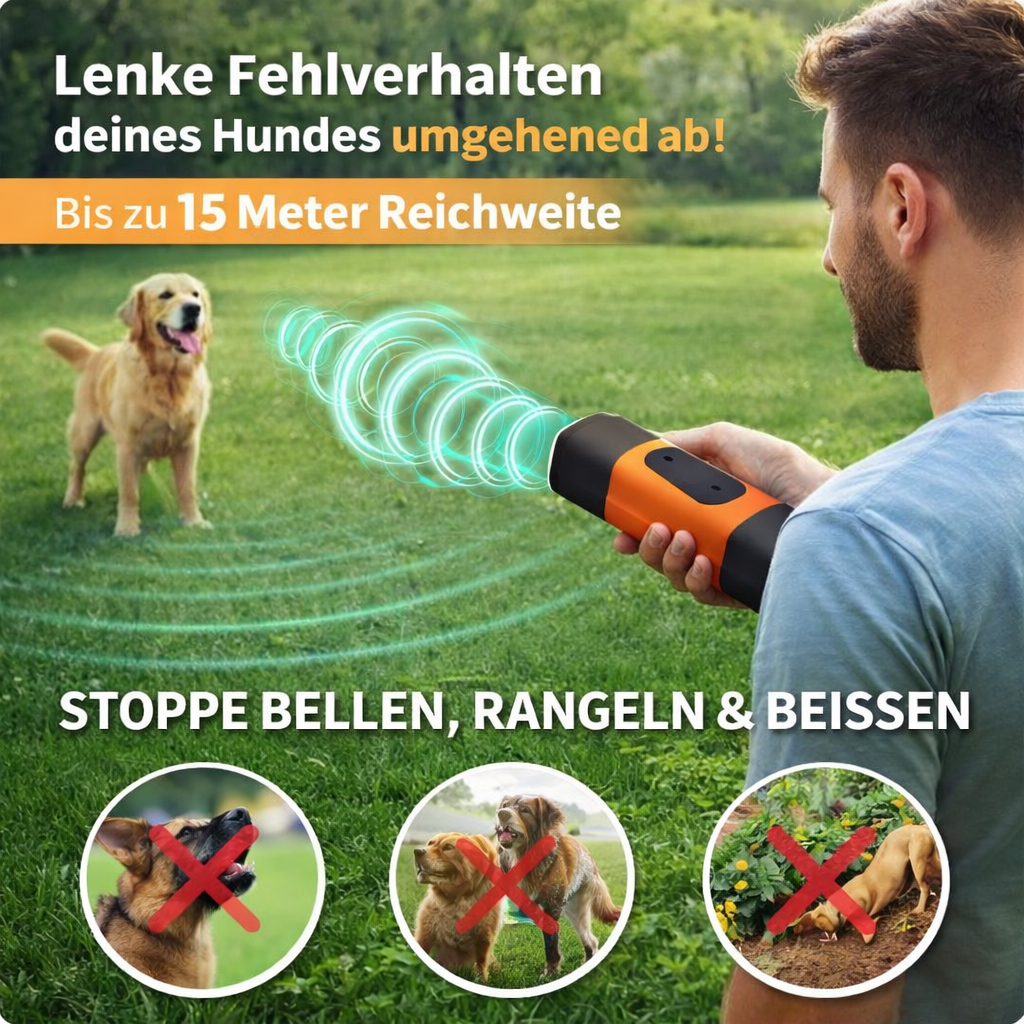 RuheMeister™ Pro - Ultraschall-Hundetraining | Anti Bellen Gerät | Hundetrainer