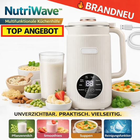 NutriWave™ Pflanzenmilchbereiter Smoothie Maker Mixer Suppenbereiter All-in-One 1,2L